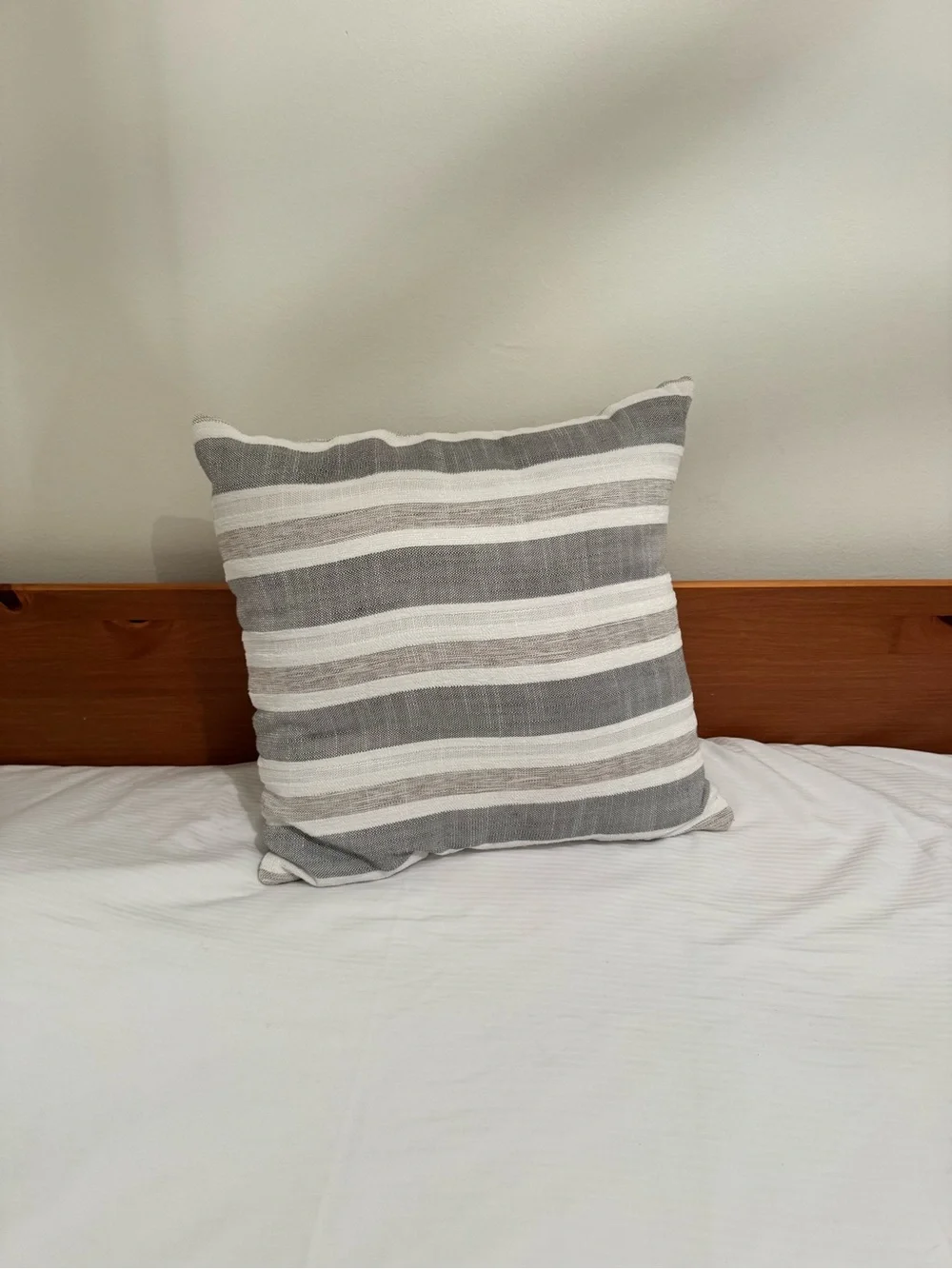 Striped Gray and White Decorative Pillow - Neutral Accent Cushion